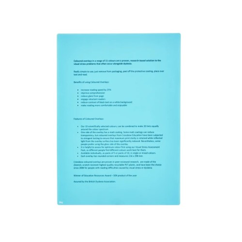 School Coloured Page Reading Overlays Assorted Tints A4 [Pack 10]