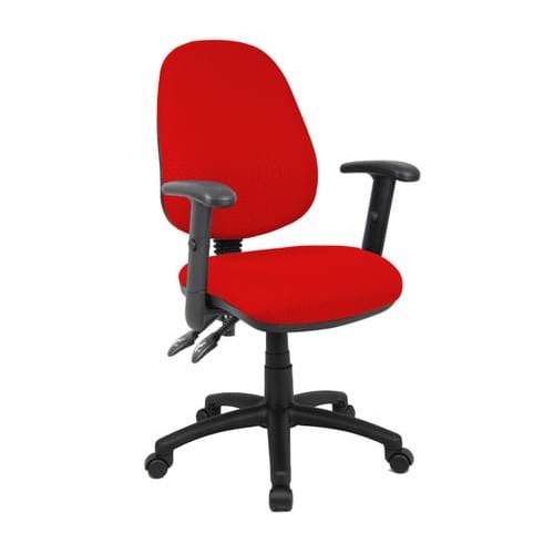 School Office/Teacher Chair 2 Lever Adjustable With Arms Red Upholstery