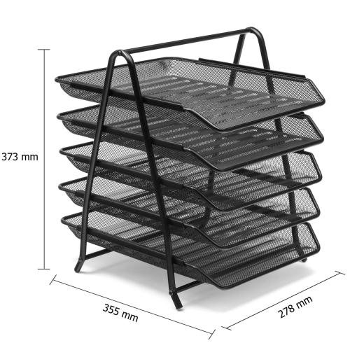 School Letter Tray Mesh 5-tier A4/Foolscap Black [Pack 1]