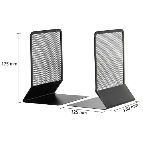 School Bookends Metal 172mm Black [Pack 2]