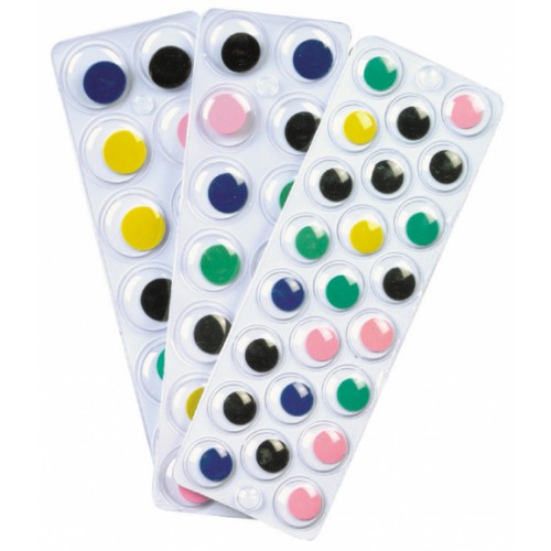 Peel N' Stick Wiggly Eyes On A Sheet - Assorted Colours