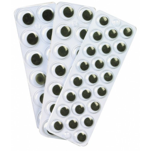 Peel N' Stick Wiggly Eyes On A Sheet - Black & White