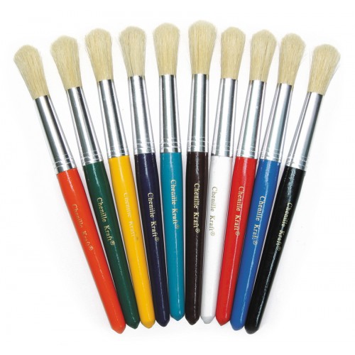 Chunky Handle Brushes - Round Bristles Pk 10