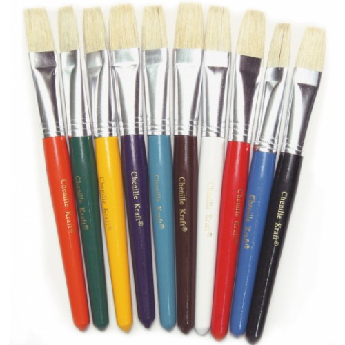 Chunk Handle Brushes - Flat Bristles Pk 10