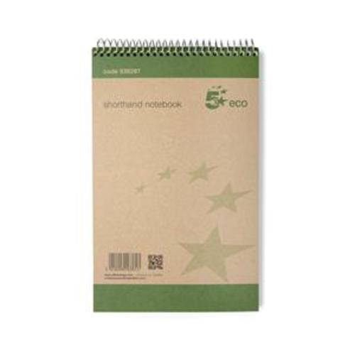 5 Star Eco (127x200) 70g/m2 Shorthand Notebook 80 Sheets (Pack of 10)