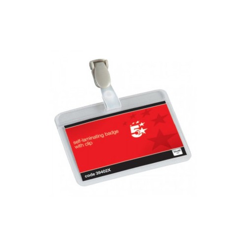 Office Name Badges Self Laminating Landscape With Plastic Clip 54x90mm Pack 25 Office Name Badges Self Laminating Landscape With Plastic Clip 54x90mm Pack 25