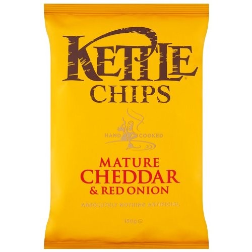 Kettle Chips Mature Cheddar and Red Onion 150g ( Pack of 12 )