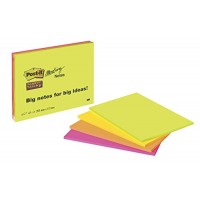 Post-it Notes 200 x 149 mm Super Sticky Note Pad, Green, Pink, Orange, Yellow, 4 pads