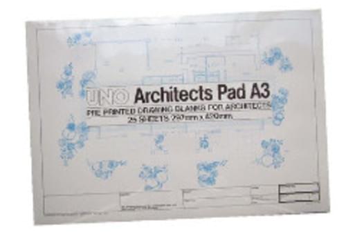 Architectural Drawing Blank A3 Pad of 25
