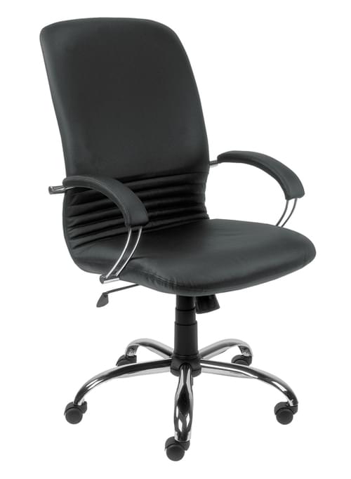Mirage high back managers armchair, chrome base black leather
