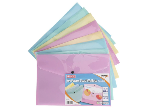 Tiget A4+ Pastel Studied Wallets Assorted 8