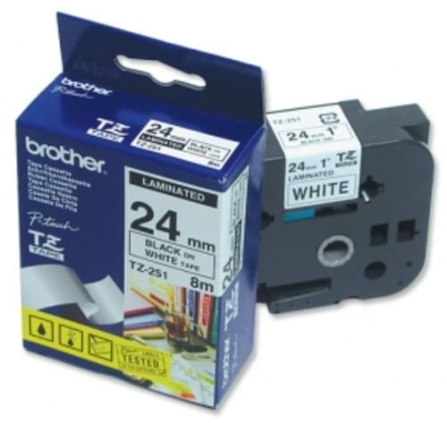 Brother P-Touch 24mm Tape Gloss Red on White Code TZ-252