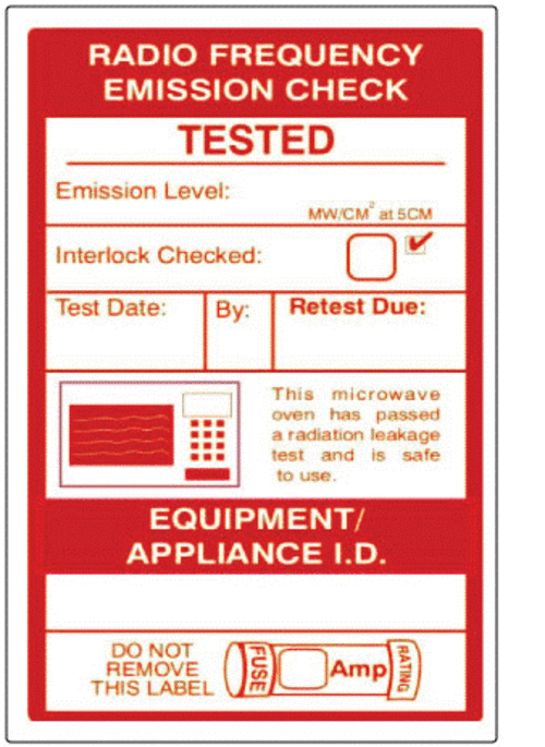 Microwave Emission Test Labels [Pack 100]
