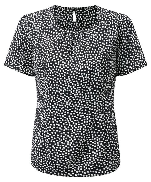Round Kneck Polyester Blouse - Dark Navy Spot