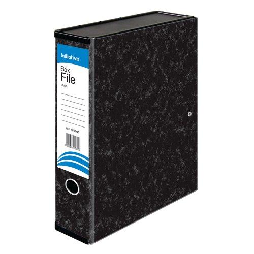Initiative Lockspring Box File A4/Foolscap 70mm Capacity Black Cloud