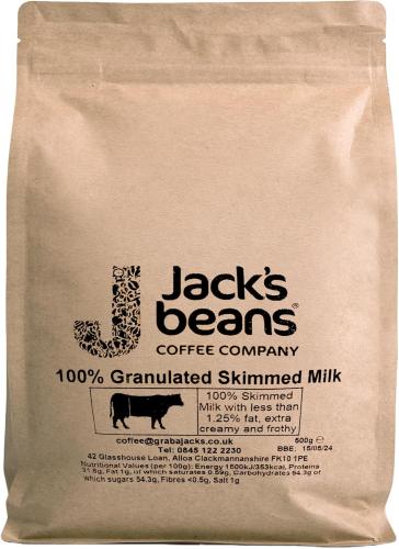Jack's Beans REAL 100% Granulated Skimmed Milk 500G | Real milk | Skimmed | Granulated milk | Low fat | Extra creamy