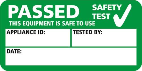 Pack of 100 PAT Safety Test Passed Self Adhesive Vinyl Stickers for Electrical Testing Each Sticker is 50 Millimeters by 25 Millimeters