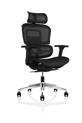 Ronda Mesh Back Operator chair with Headrest and Black Mesh Seat
