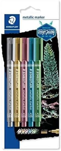 STAEDTLER 8323-S BK5 Metallic Markers - Assorted Colours (Pack of 5)