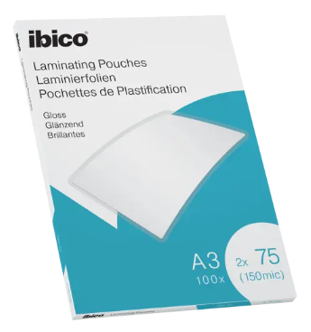Ibico Gloss A3 Laminating Pouches 150 Micron