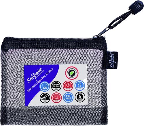 Snopake Eva High Capacity Black Mesh Zippa Bag A6 (150mm x 120mm )