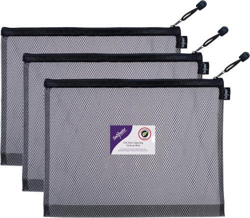 Snopake Eva High Capacity Black Mesh Zippa Bag Foolscap ( 360mm x 275mm )