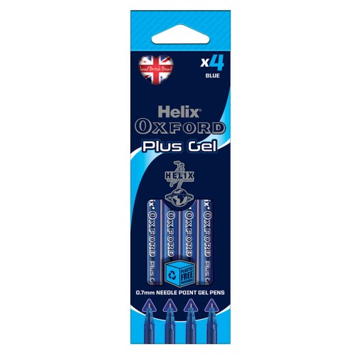 Helix Oxford Plus Gel Pens Packs Of 4 Blue Pens