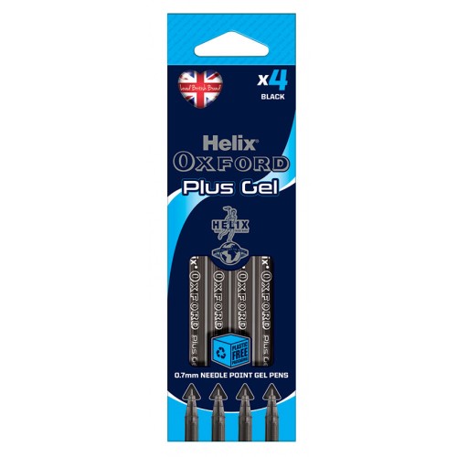 Helix Oxford Plus Gel Pens Packs Of 4 Black