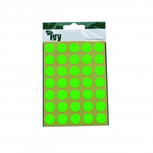 Ivy Self Adhesive Lable 13mm Diameter Green Pack 140