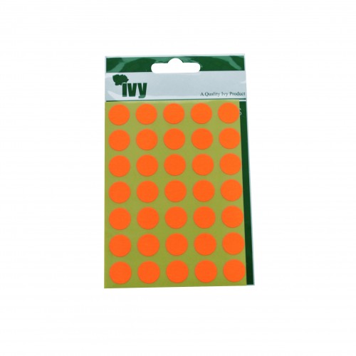 Ivy Self Adhesive Lable 13mm Diameter Orange Pack 140