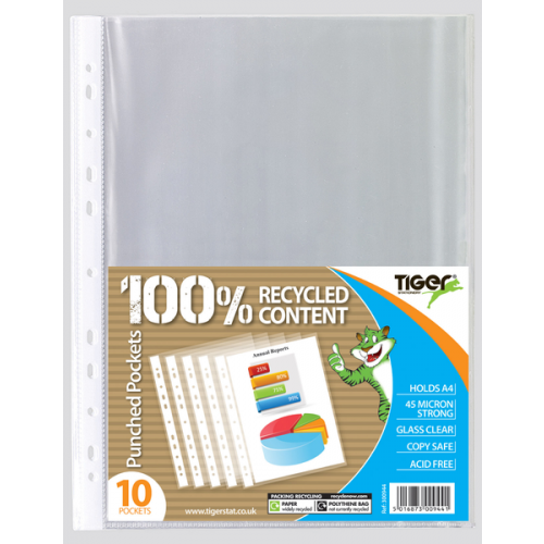 Tiger Glass Clear Punched Pockets A4 45 Microns