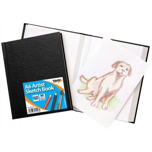 Tiger Casebound Sketch Book A6 110gsm 80 Sheets Perforated