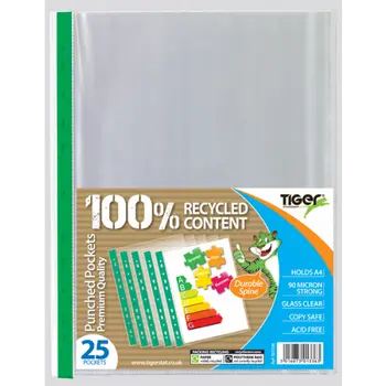 Tiger Easy Access Punched Pockets A4 90 Microns Pack 25s