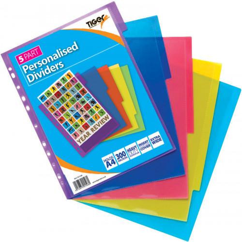 Tiger Polypropylene Presentation Dividers A4 Extra Wide 5 Part