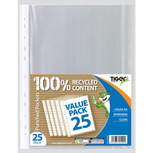Tiger Value Punched Pockets A4 30 Microns