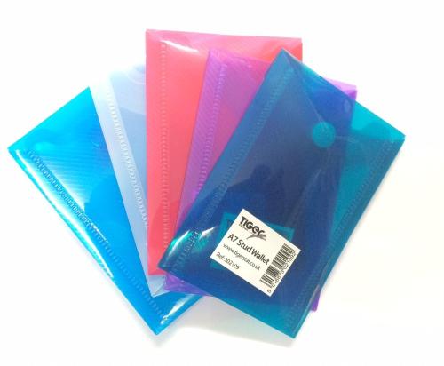 Tiger Polypropylene Portrait Stud Wallets A7 Assorted Colours