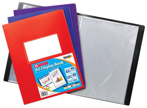 Tiger Flexicover Display Book A5 40 Pockets Assorted Colours