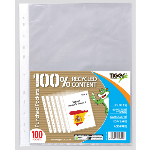 Tiger Recycled Punched Pockets A5 60 Microns