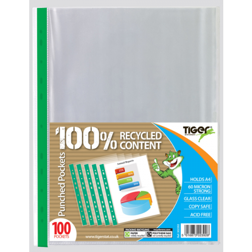 Tiger Glass Clear Punched Pockets A4 60 Microns