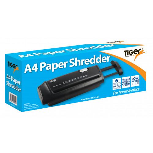 Tiger Shredder Head Strip Cut A4 6 Sheets Capacity