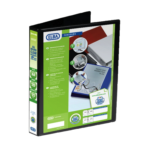 Panorama Presentation Binders A4 2 Ring 40mm Capacity Black