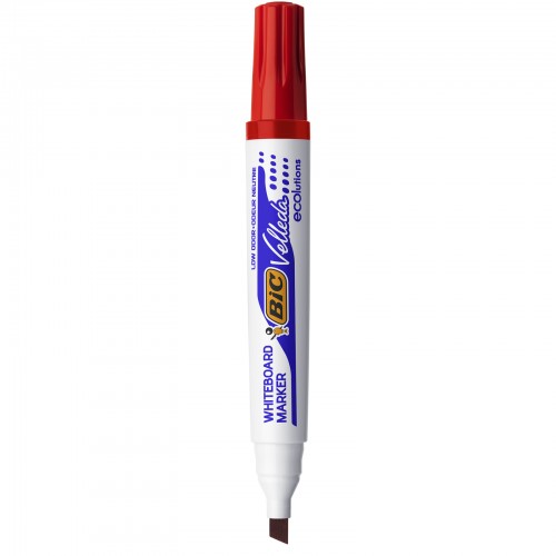 BIC Velleda 1751 ECOlutions Drywipe Markers Medium Chisel Tip - Red, Box of 12