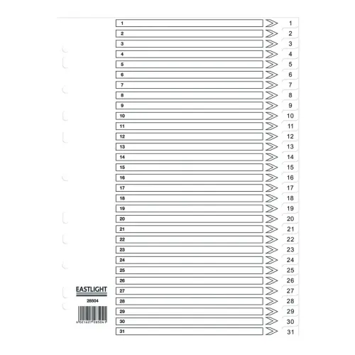 Eastlight Polypropylene Europunched Dividers A4 1 - 31