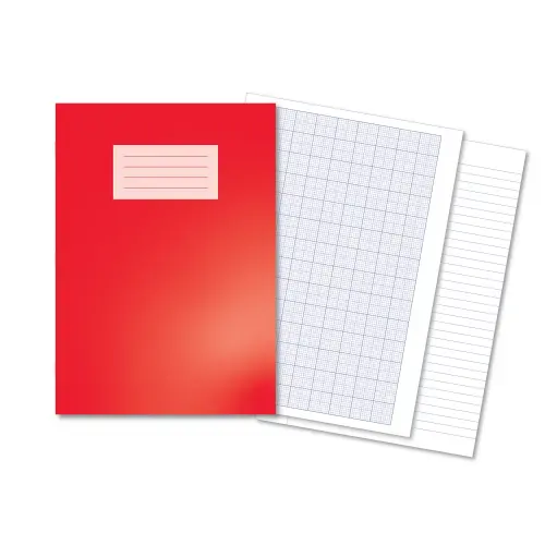 Laboratory Books Laminated  A4 80 Pages 8mm Feint Margin Alternative Graph 2/10/20mm Red