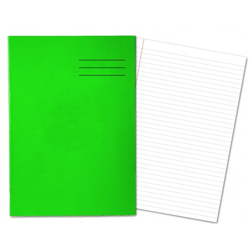 Laminated Exercise Books A4 80 Pages 8mm Feint Margin Green 400004552
