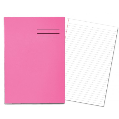 Laminated Exercise Books A4 80 Pages 8mm Feint Margin Pink 400004554