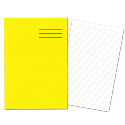 Laminated Exercise Books A4 80 Pages 8mm Feint Margin Yellow 400004557