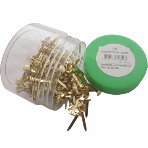 Brass Paper Fasteners 19mm Tub 200s