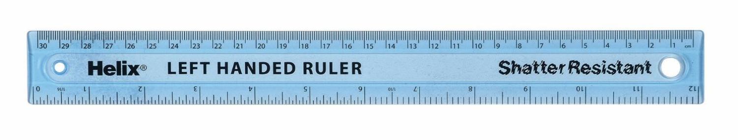 Helix Blue Tinted Shatterproof Left Handed Ruler 30cm / 12 Inches