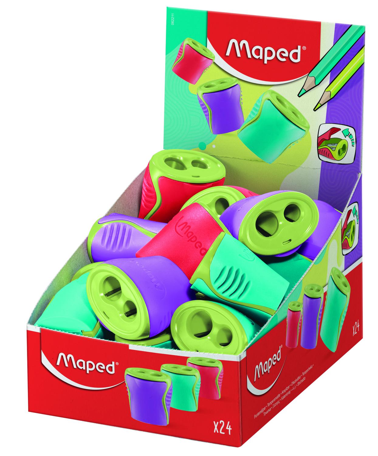 Maped Boogy Canister Double Hole Pencil Sharpener Assorted Colours
